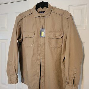 DANIEL CREMIEUX Men Military Style Shirt Khaki XL